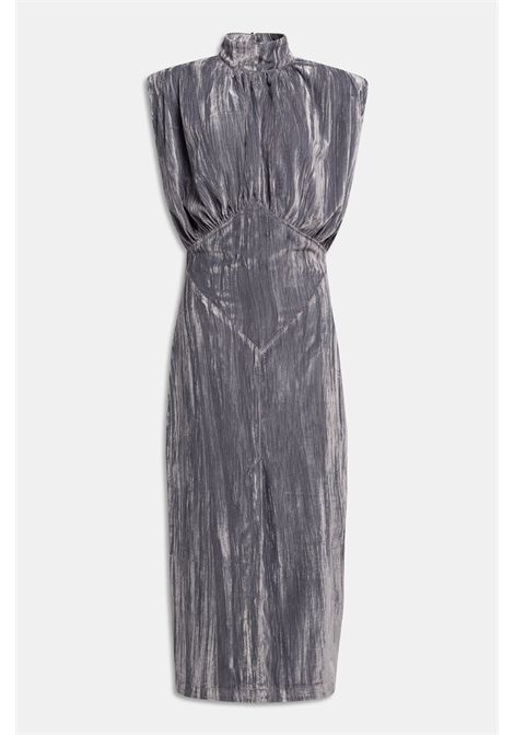 Weili Zheng Abito Midi in Velluto Plissettato Grigio Argento Donna WEILI ZHENG | Abiti | F26DL01GY17